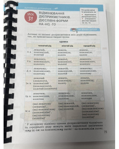 Підручник Українська мова Онатій 7 клас НУШ 2024 на пружині А5 формату